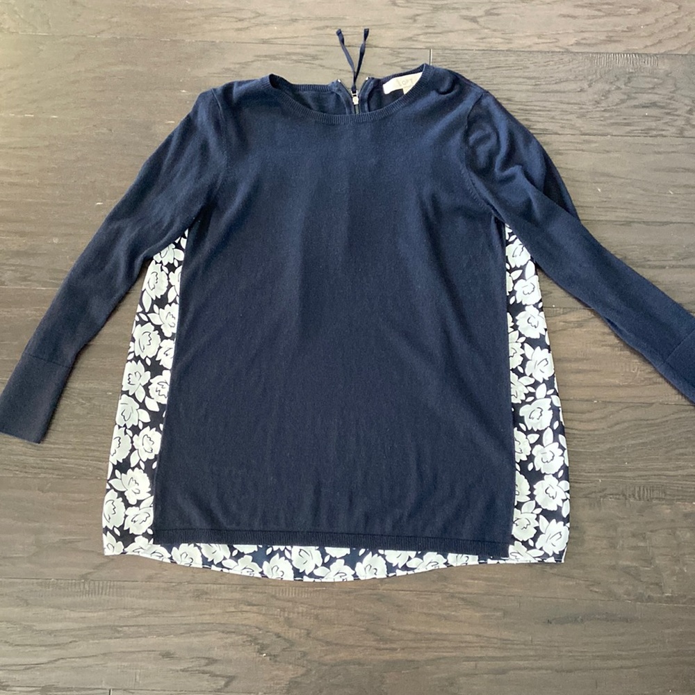 Loft Petite, Size Large, sweater (mixed media), Navy